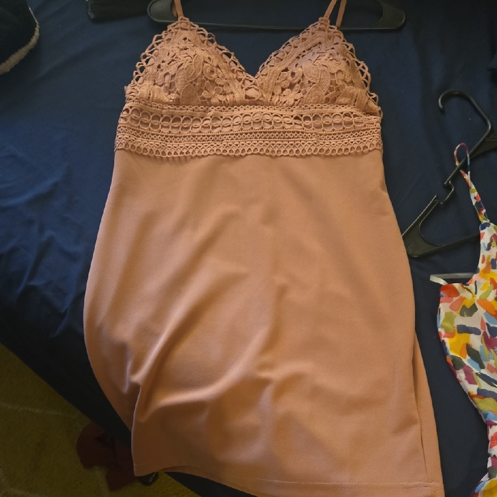 Lace Trimmed Sleepwear in Tan